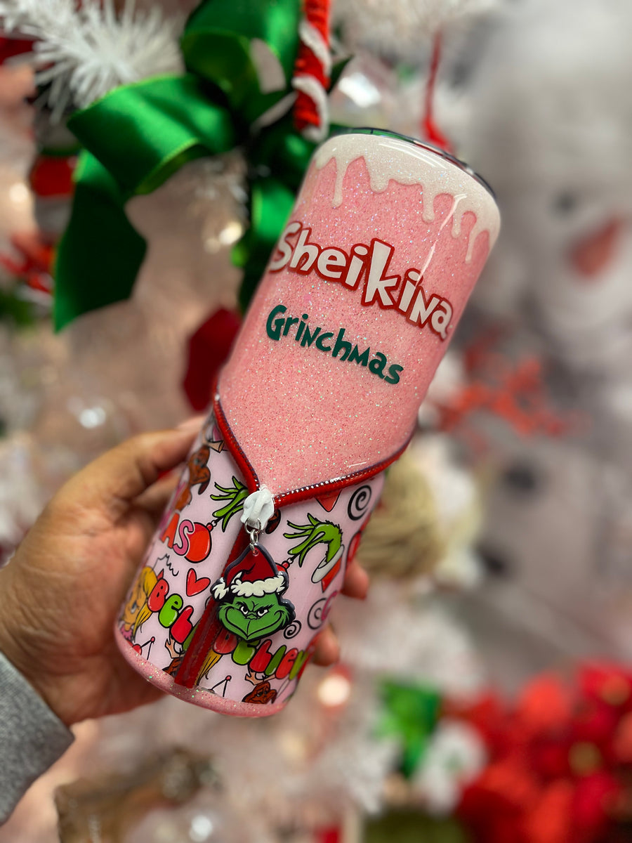 Hey Grinch Fans! This 30oz Holiday Grinch Glitter Tumbler is double in